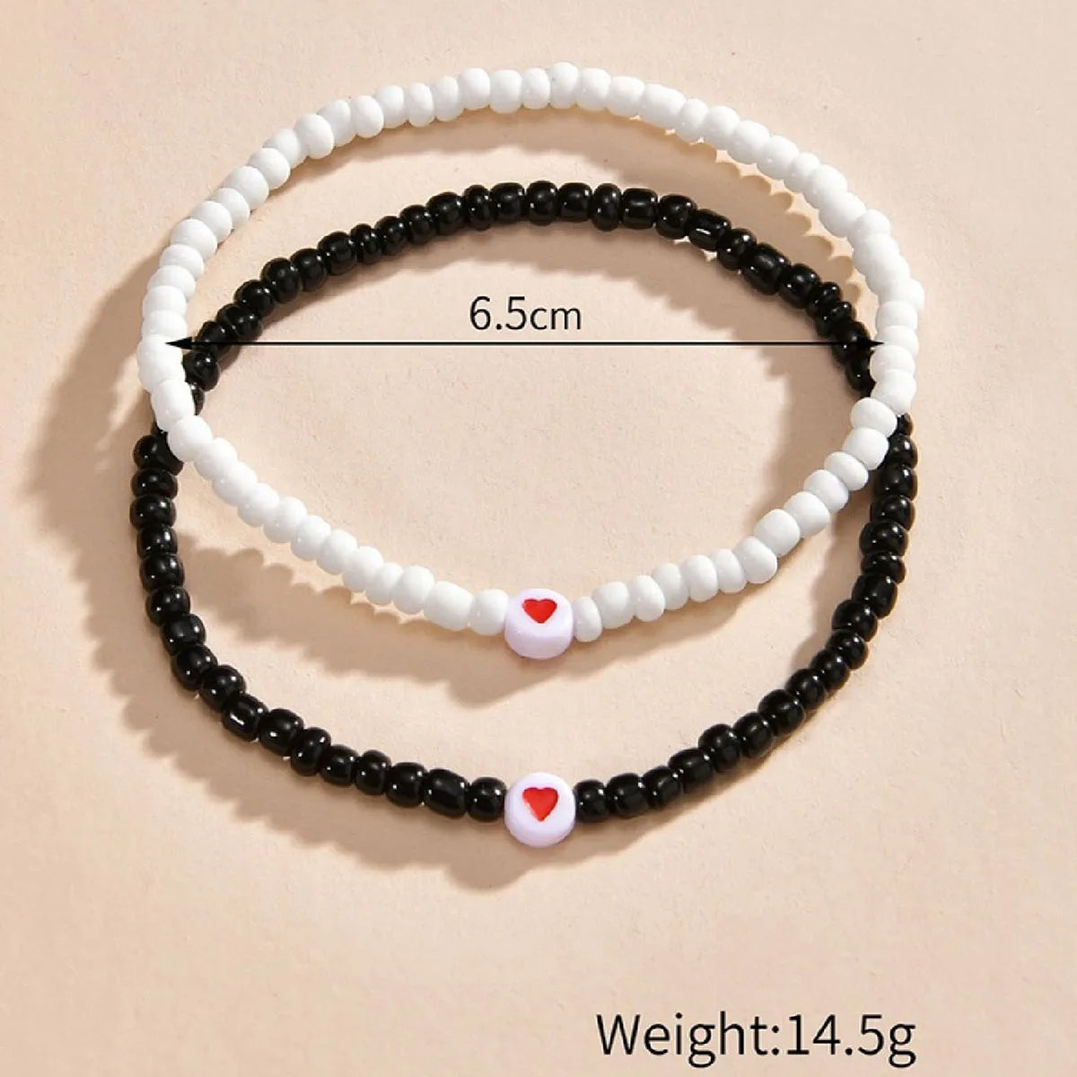 2Pcs Heart Rice Bead Foot Chain Waterproof Wax Thread Double Layer Design Elastic Bead Fashion Design Foot Chain Women's Jewelry